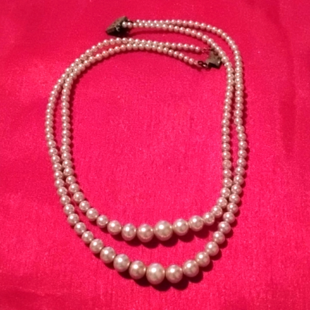 💕ANTIQUE Double Strand Pearl Necklace